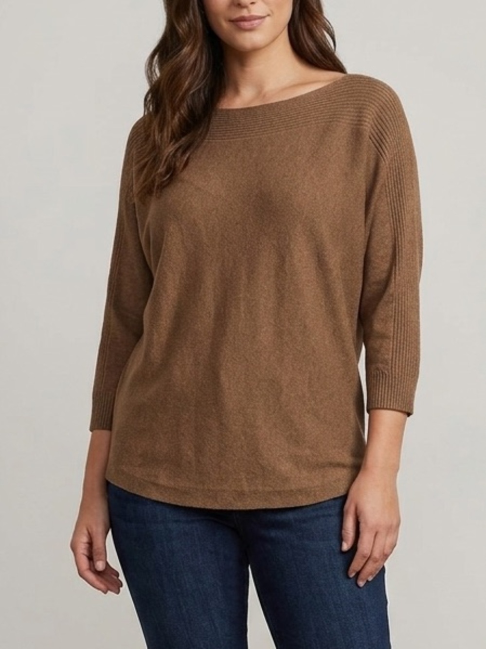 Chico's Caramel Brown Boatneck Knit Top